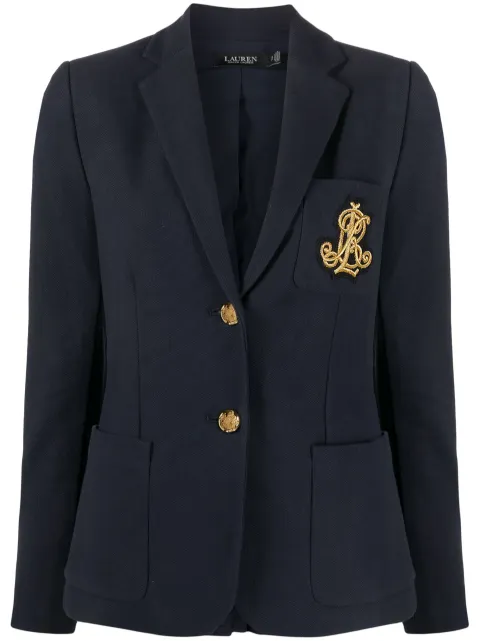 Lauren Ralph Lauren embroidered-logo single-breasted blazer