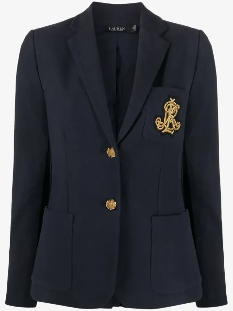 Lauren Ralph Lauren embroidered-logo single-breasted blazer