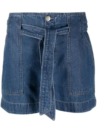 Tie waist hot sale denim shorts