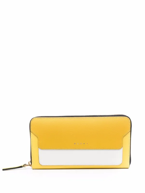 yellow zip around purse