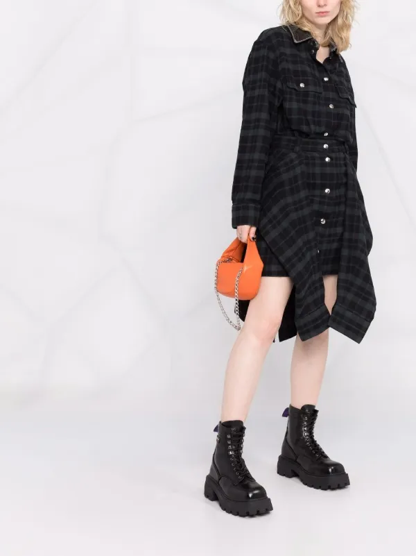 diesel check shirt dress Diesel Janice Checked Shirt Dress | Black