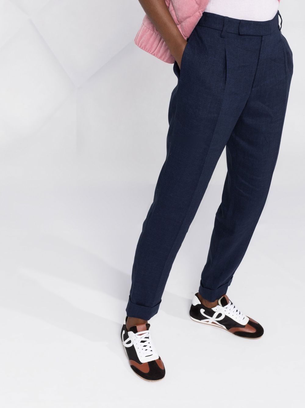 Shop Ralph Lauren Turn-up High-waisted Trousers In Blue