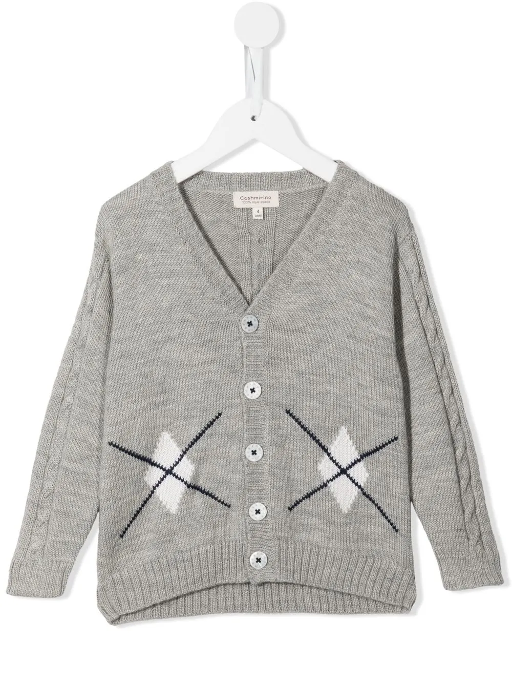 

Cashmirino Eric cable-knit alpaca cardigan - Grey