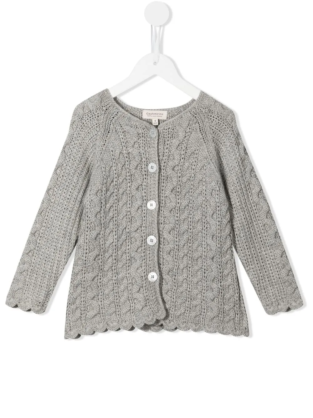 

Cashmirino Coco cable-knit alpaca cardigan - Grey