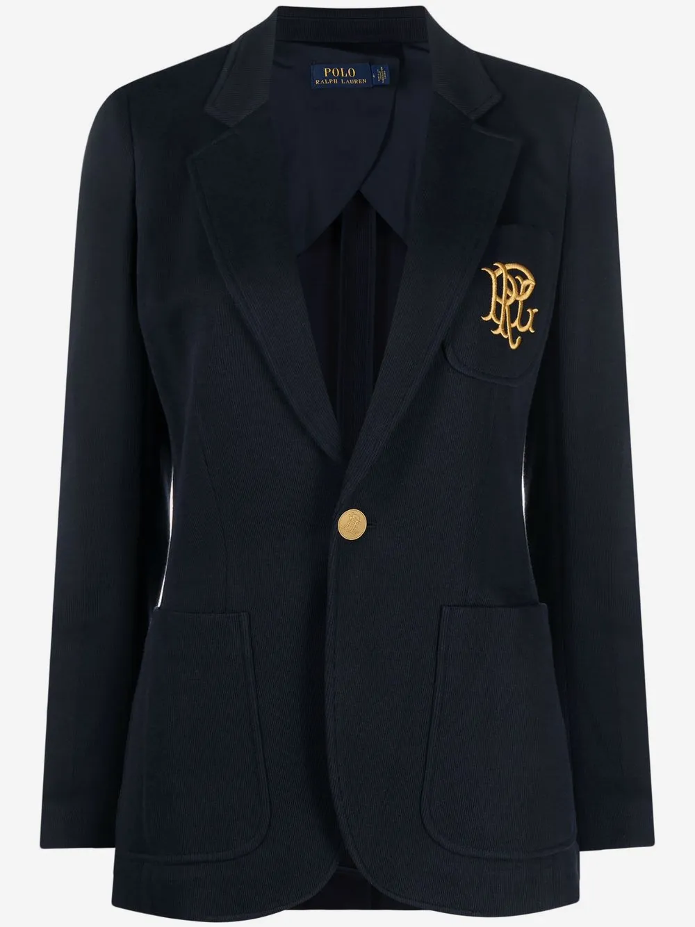 Polo Ralph Lauren embroidered-monogram double-knit blazer | Blue | Image 1