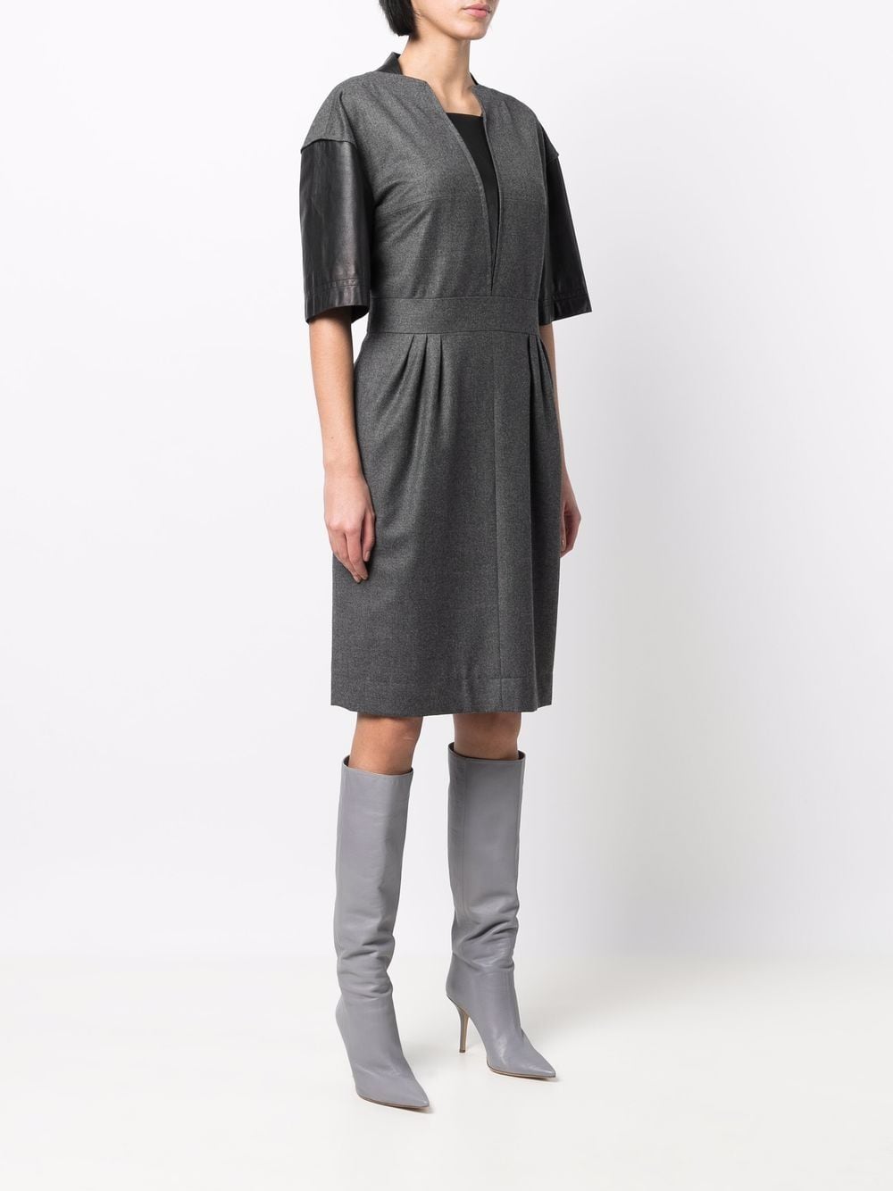 chanel pre-owned 2010s patchwork leather dress - grey