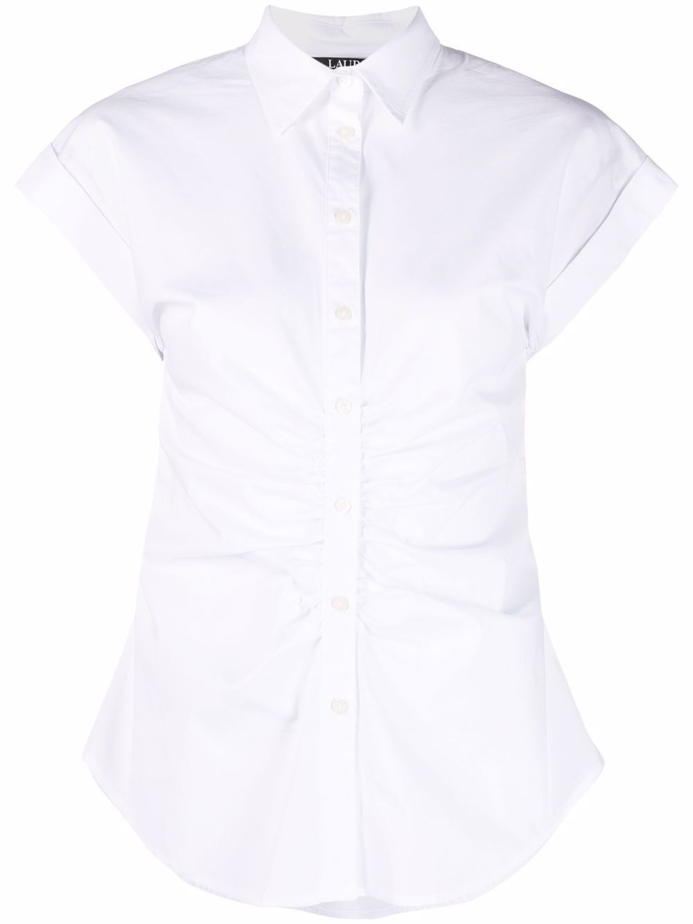 

Lauren Ralph Lauren camisa fruncida manga corta - Blanco