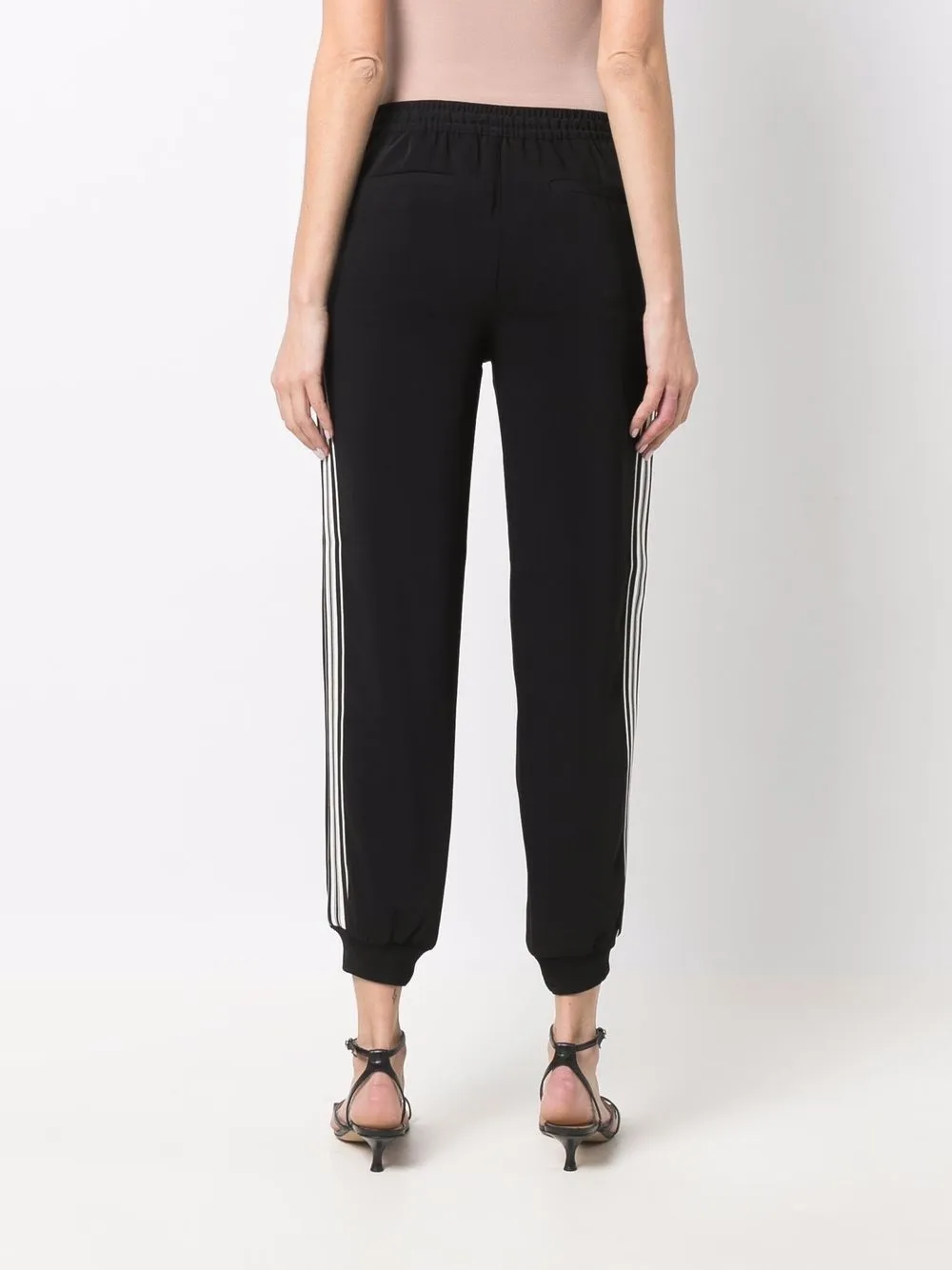 Shop Lauren Ralph Lauren Striped Tapered Trousers In Schwarz