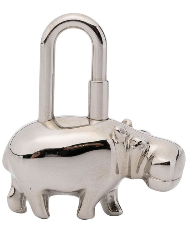 Pre-owned Hermes 2005 Hippopotamus Cadena Padlock Bag Charm In