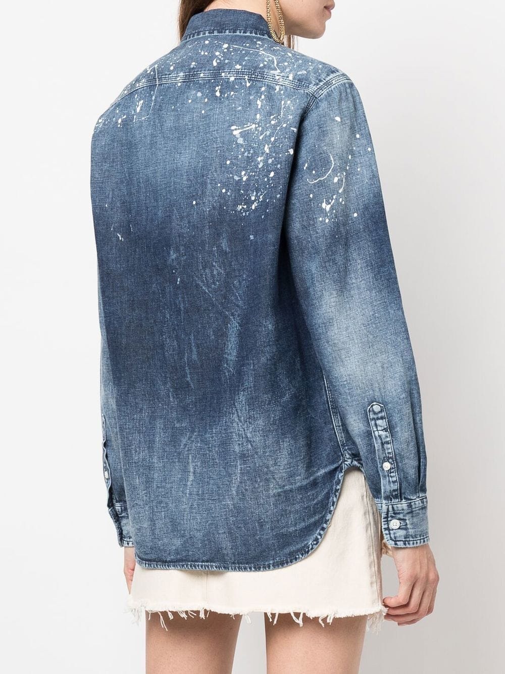 Shop Ralph Lauren Paint-splatter Denim Shirt In Blau