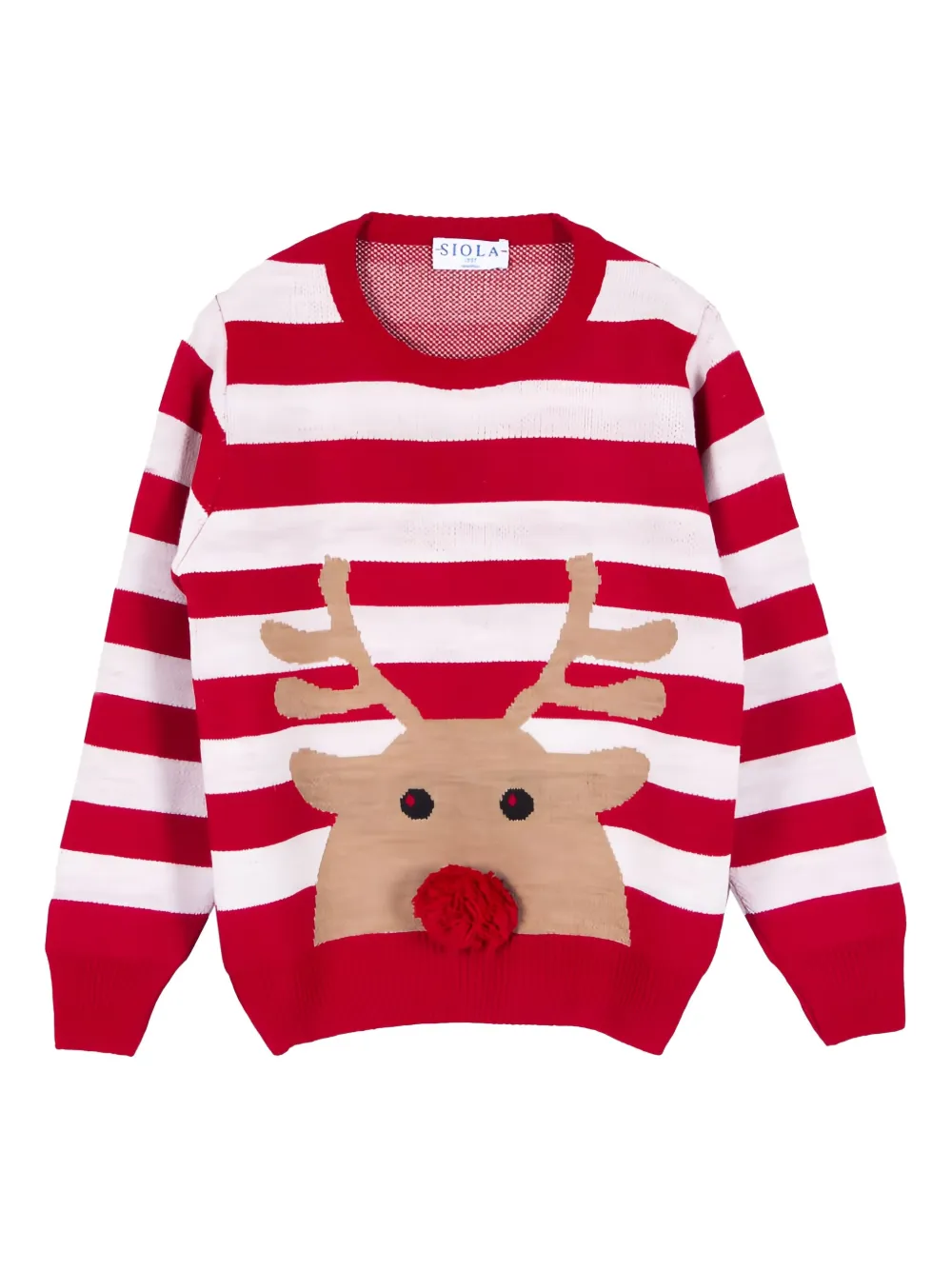 Siola striped reindeer-motif sweater | Red | Image 1