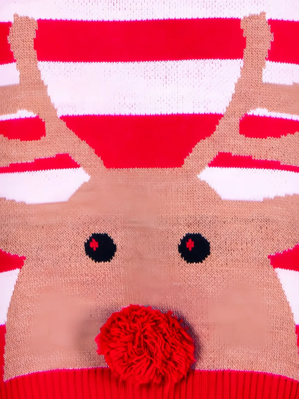 Striped Reindeer-Motif Sweater