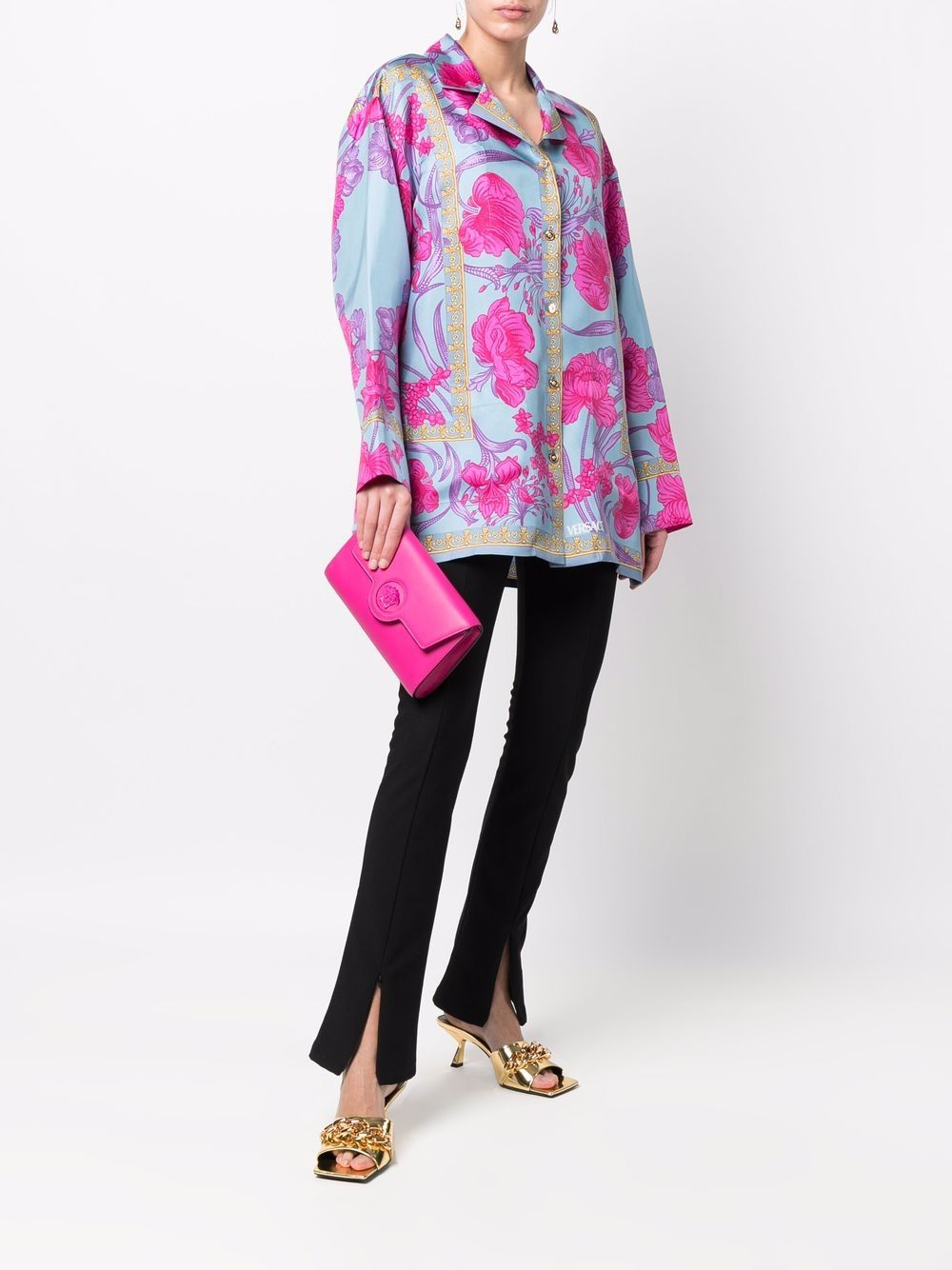 Versace Blouse met bloemenprint - Blauw