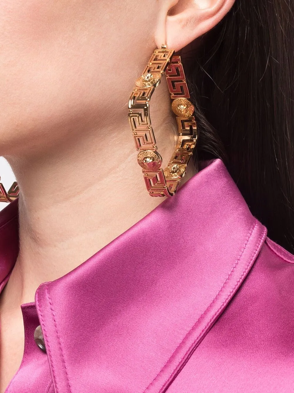Image 2 of Versace Greca square hoop earrings