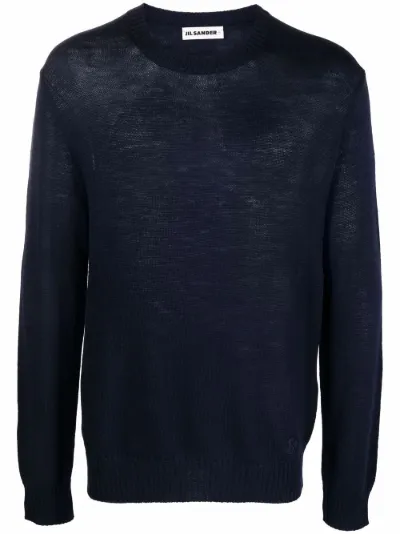Jil Sander crew neck wool sweater blue 