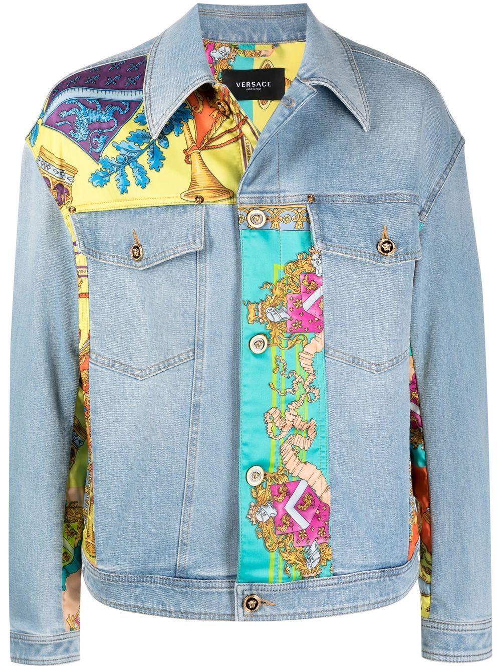 Versace Royal Rebellion Detail Denim Jacket In Blue | ModeSens