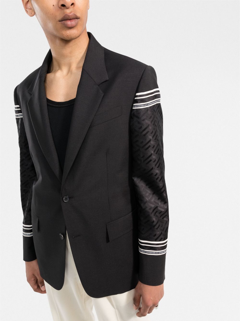 Versace Greca sleeves single-breasted blazer