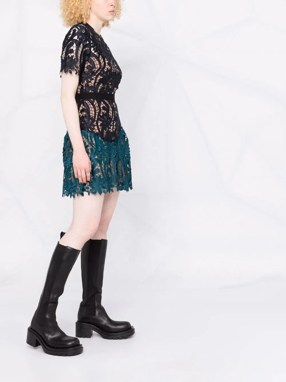 Two-Tone Guipure Lace Minidress