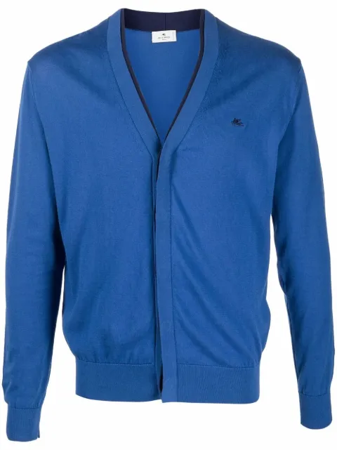 embroidered-logo cardigan