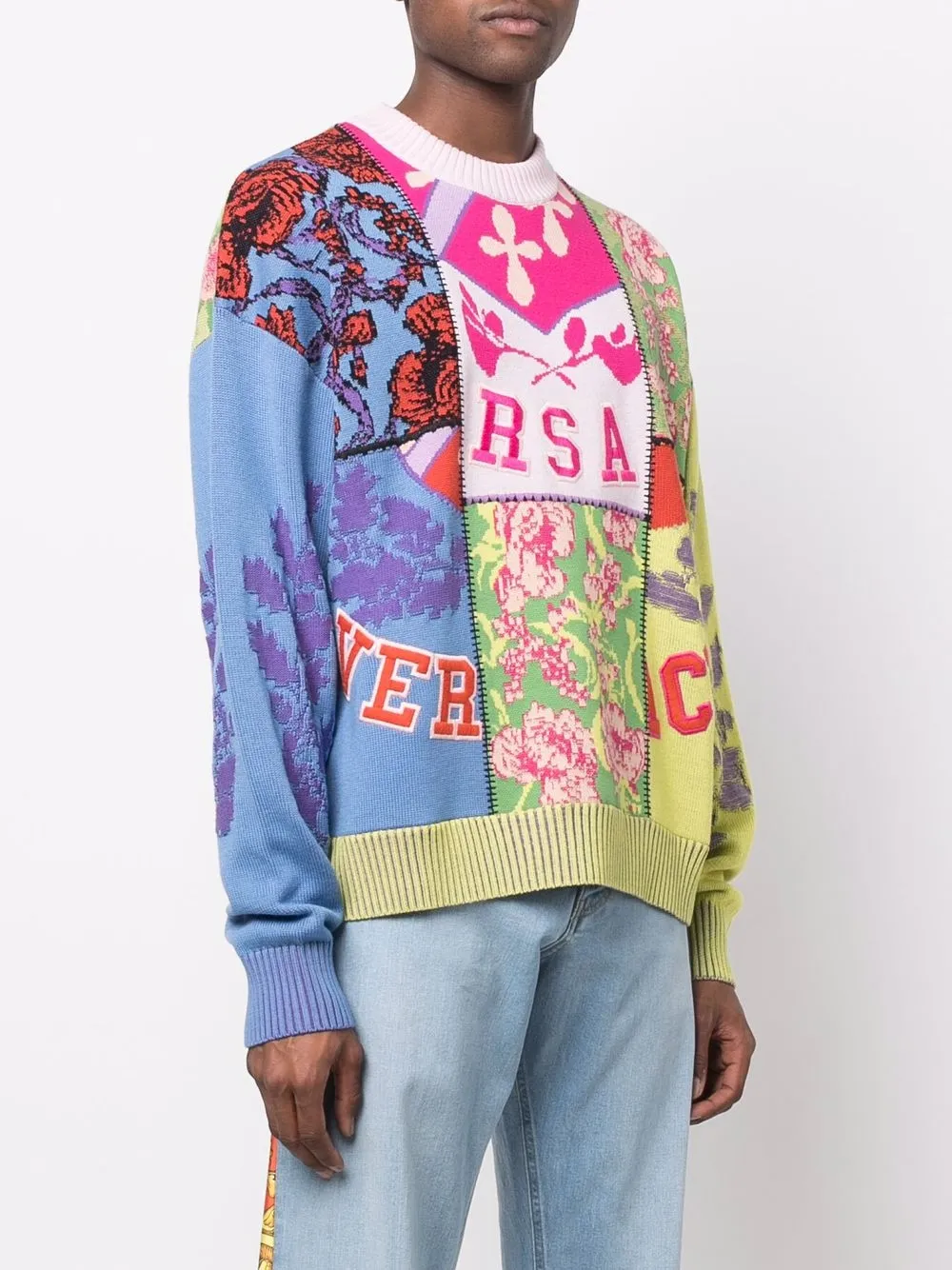 Versace Patchwork Panelled Crewneck Jumper Farfetch