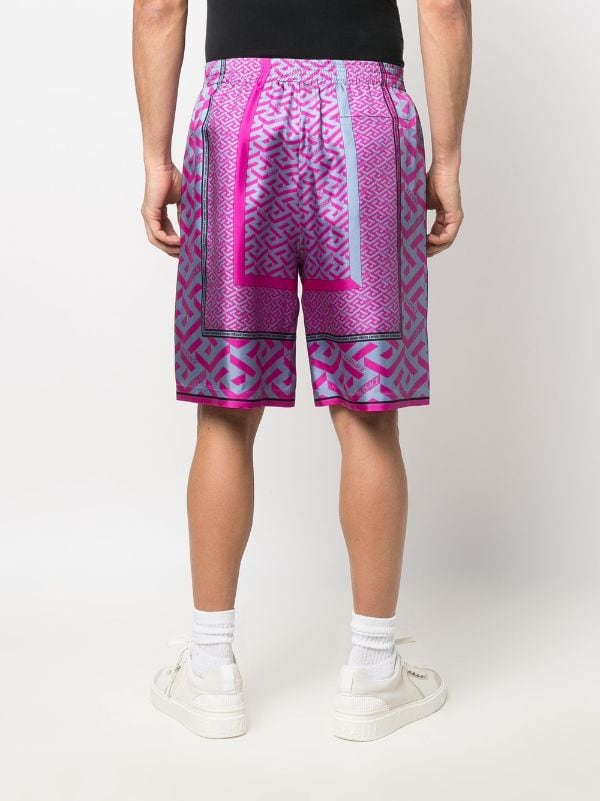 Versace La Greca panelled-print Bermuda Shorts - Farfetch