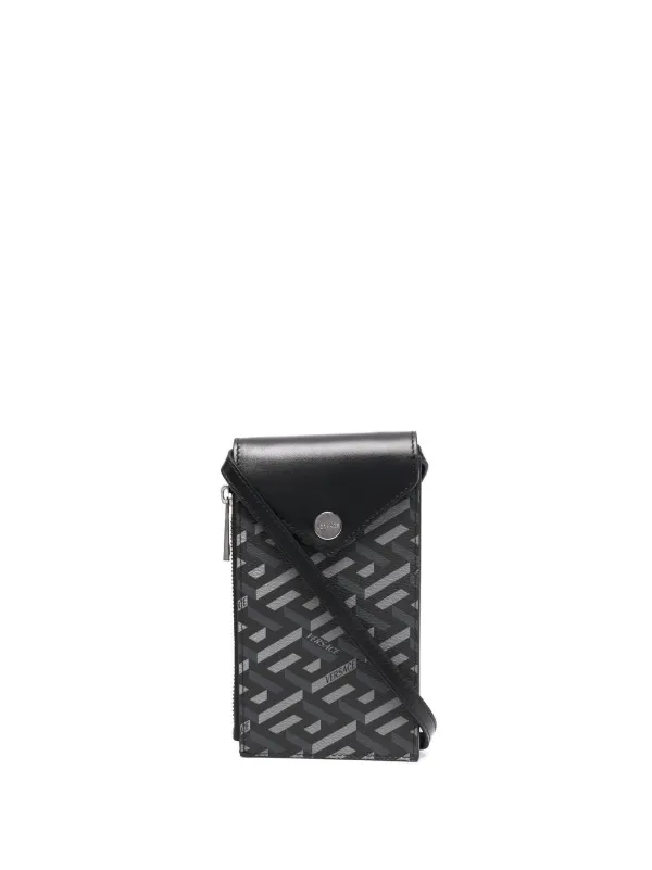 Versace Monogram Leather Messenger Bag 