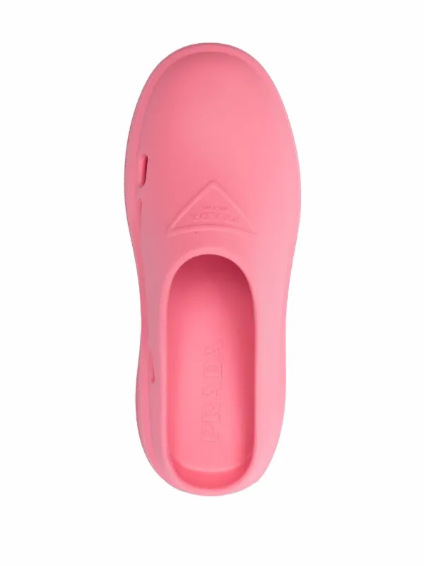 【送料&関税込】Prada Mellow Rubber Mules NIB PRADA Mellow Triangle Logo White Soft Rubber Mules Clogs