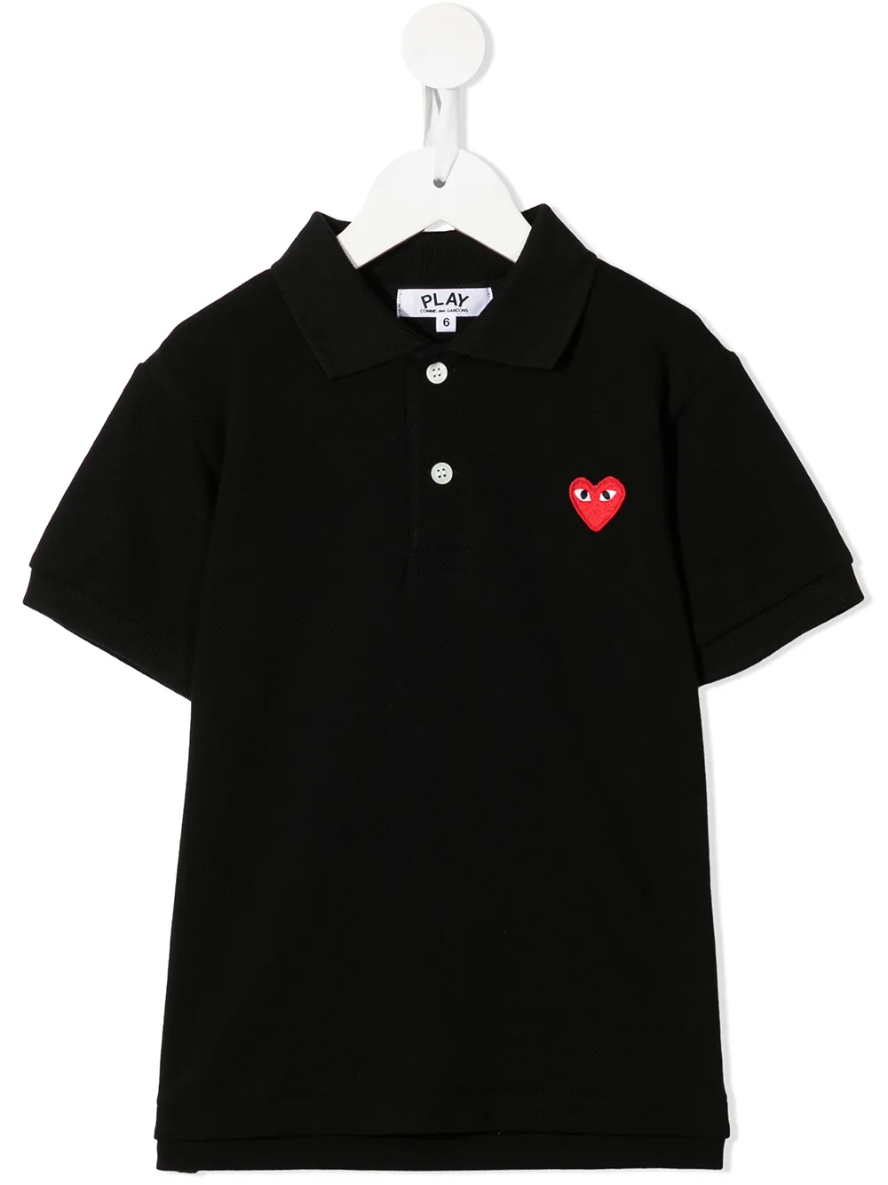 

Comme Des Garçons Play Kids playera tipo polo con parche de corazón - Negro