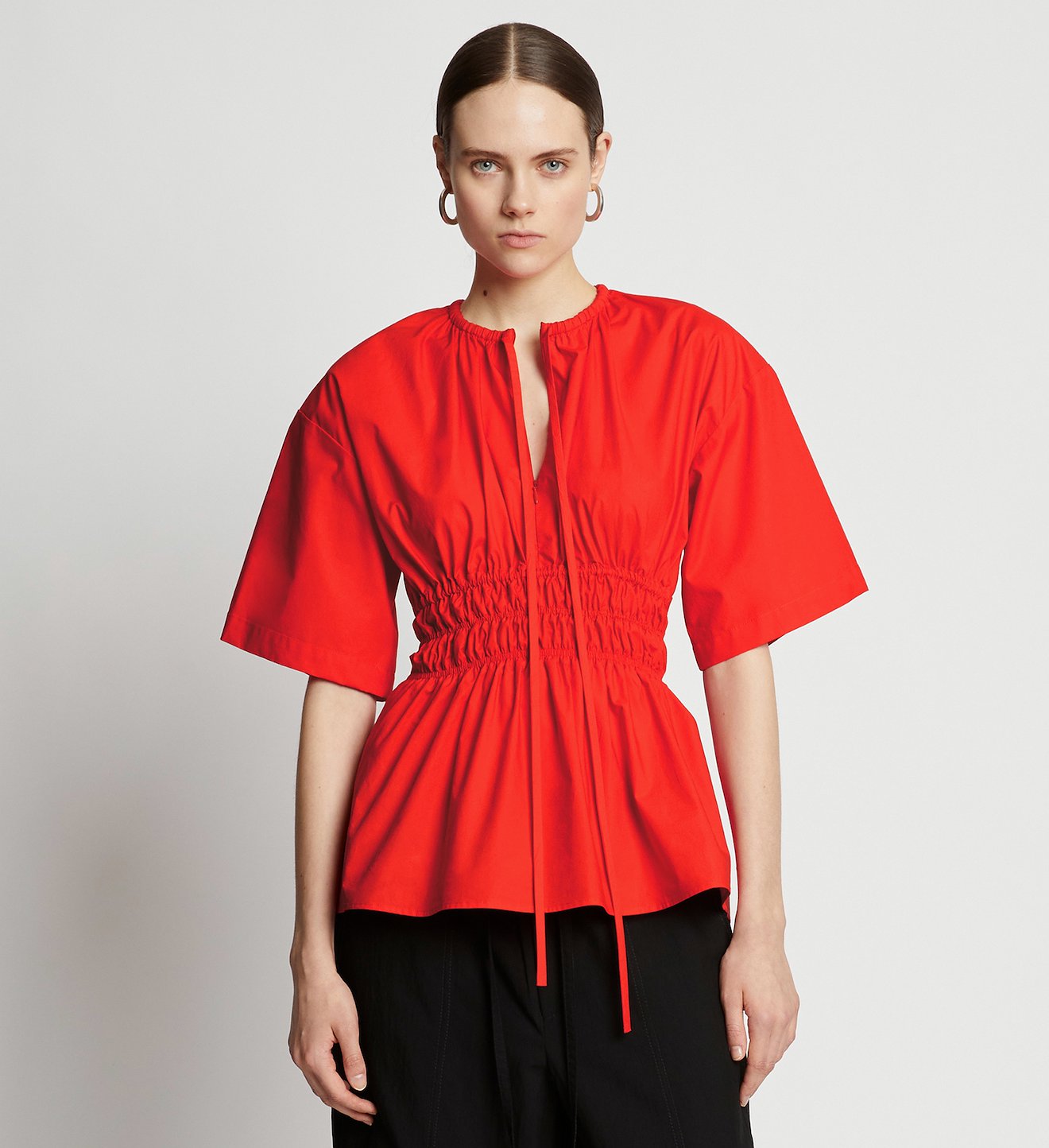 Poplin Drawstring Blouse