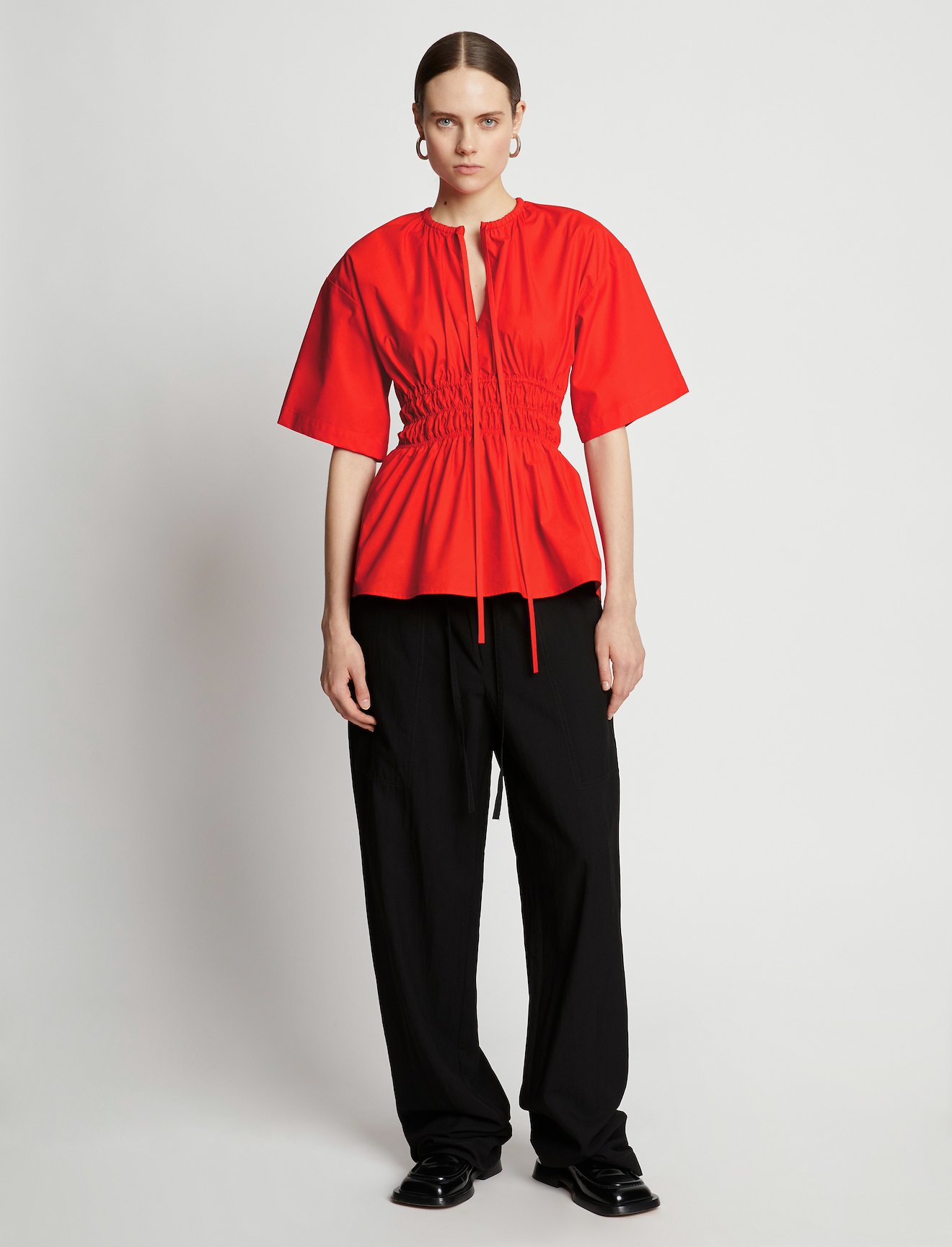 Poplin Drawstring Blouse #1