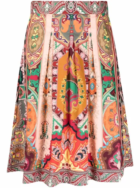 ETRO Women's Paisley Print Midi Skirt Multicolor