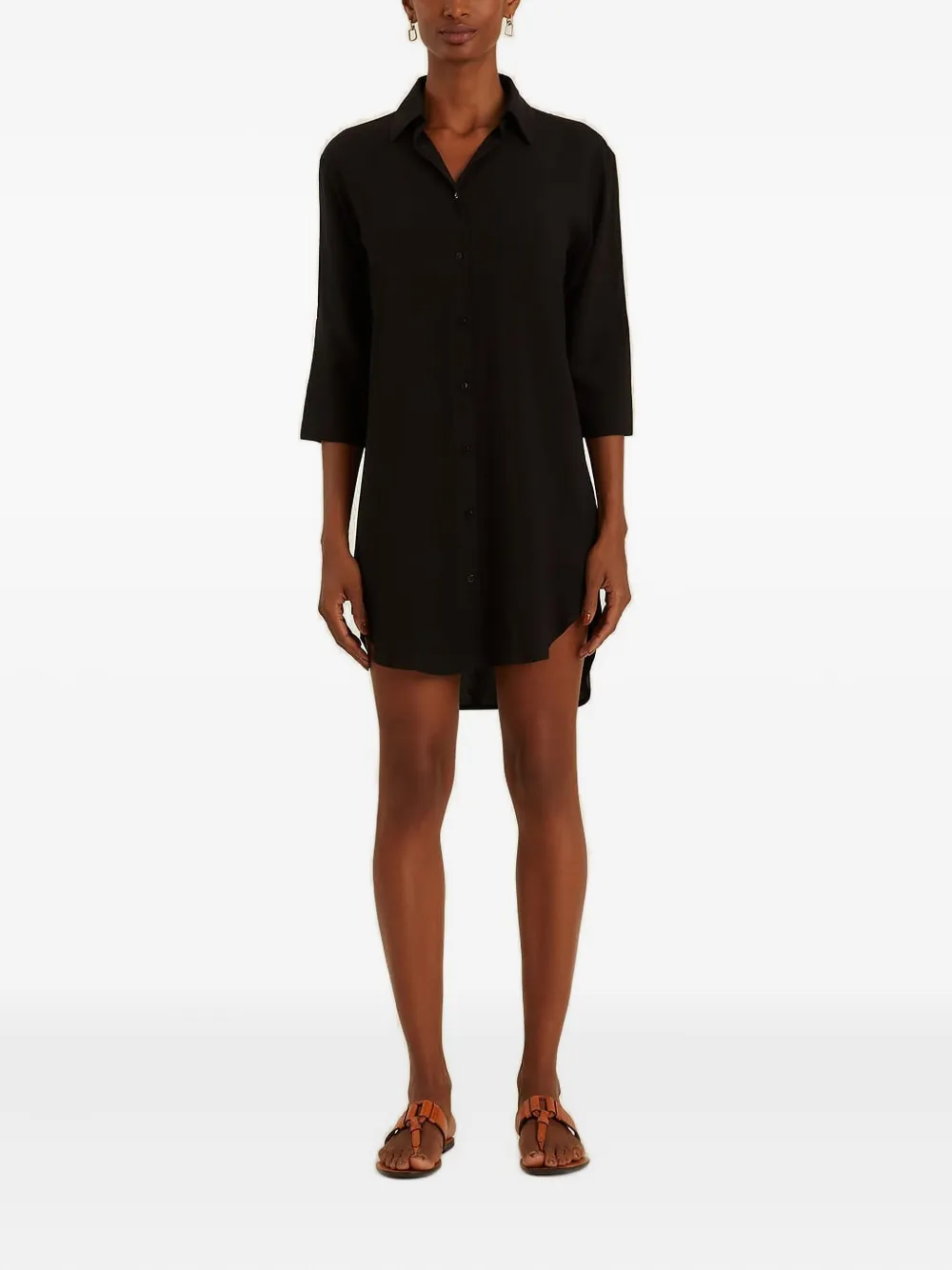 Lenny Niemeyer Mini-blousejurk met knopen - Zwart