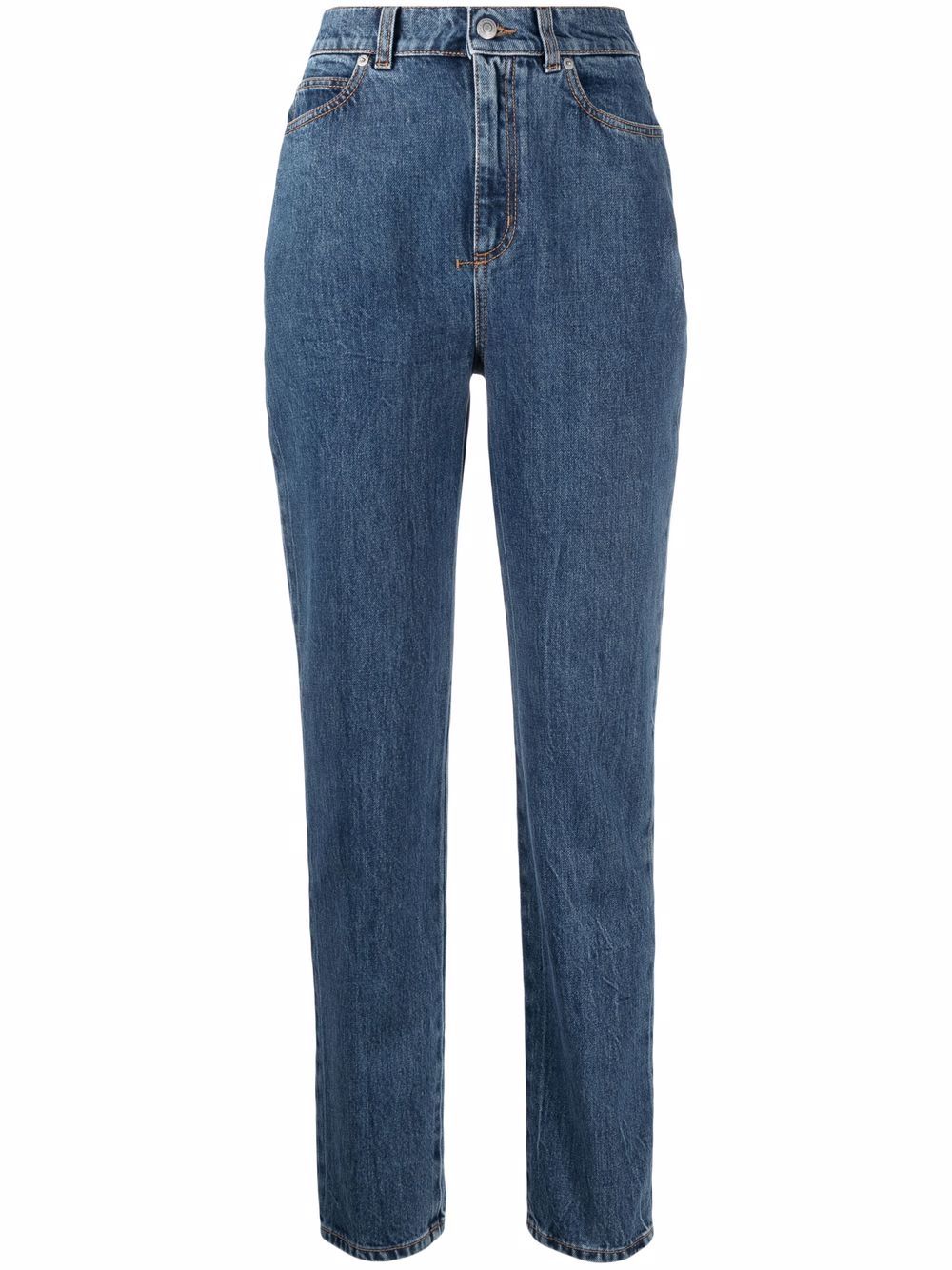 

Alexander McQueen jeans slim con tiro alto - Azul