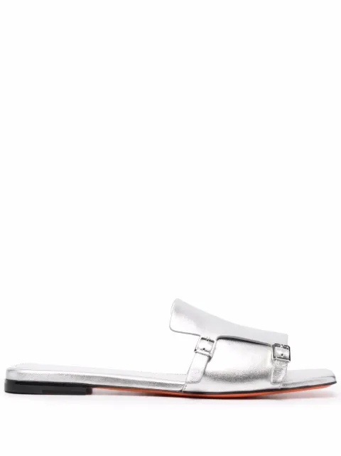 Santoni sandalias slip-on metalizadas