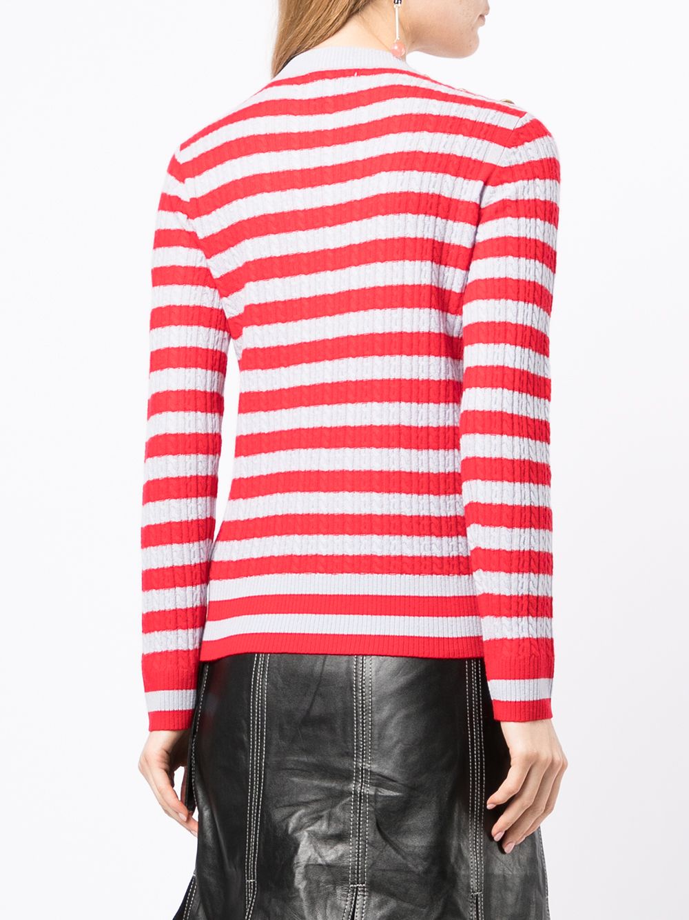 GANNI striped cable knit jumper Women