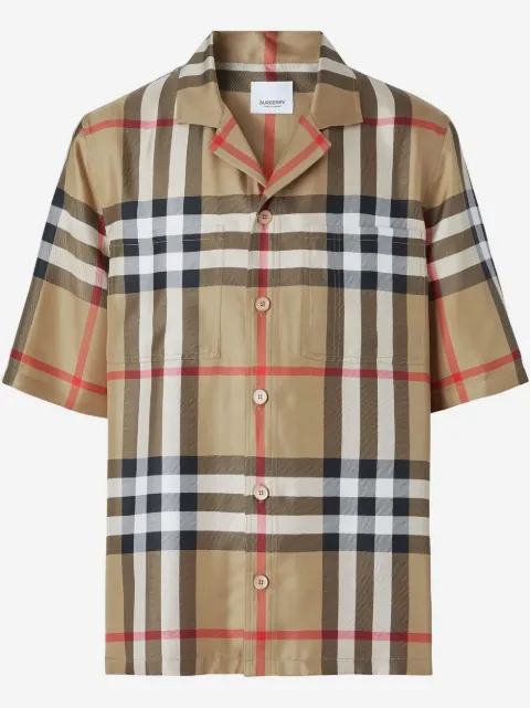 Burberry short-sleeve check silk shirt