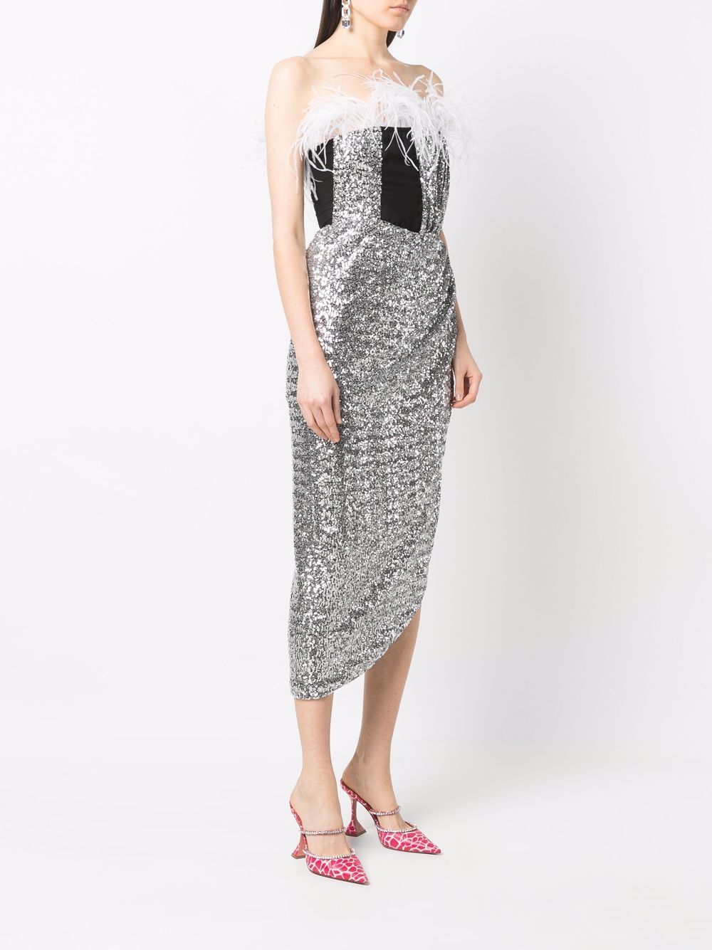 Shop Nervi Feather-detail Sequin Dress In Silber
