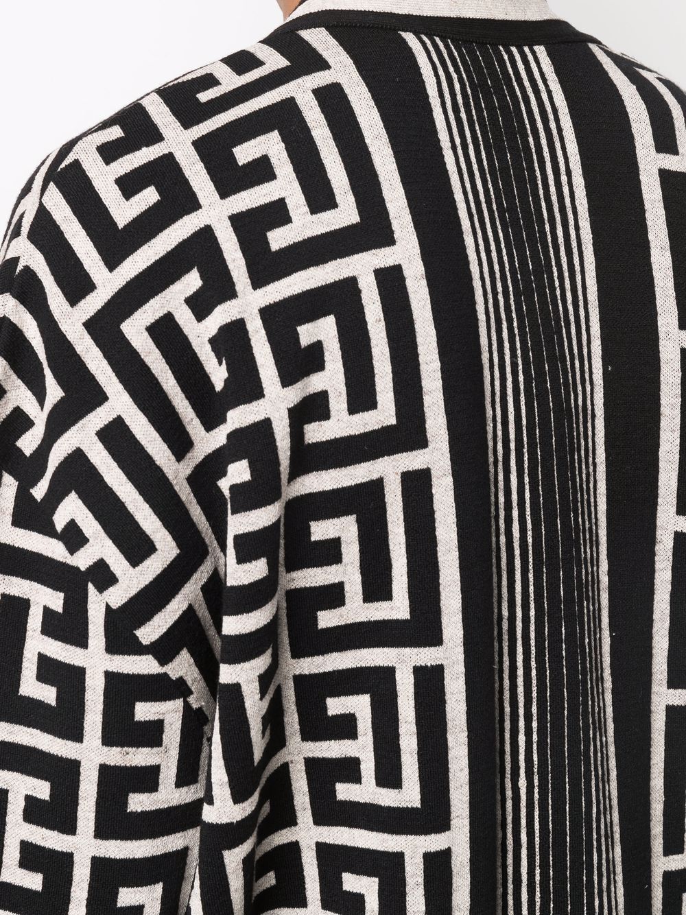 Shop Balmain Monogram-knit Cardigan In Black