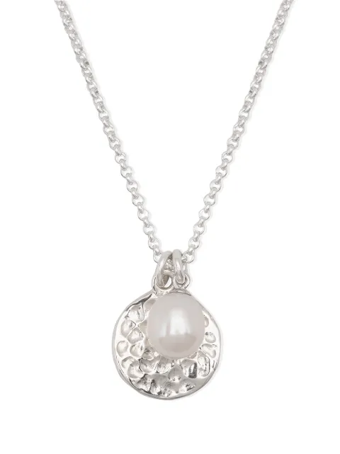 DOWER AND HALL hammered disc pearl pendant necklace