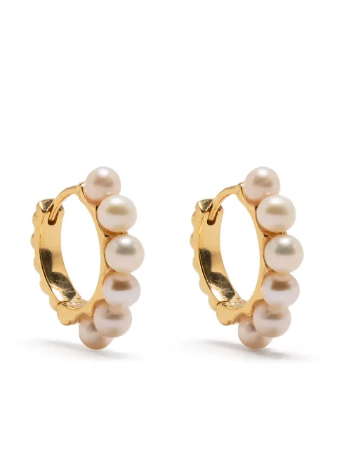 DOWER AND HALL timeless pearl vermeil huggie hoops