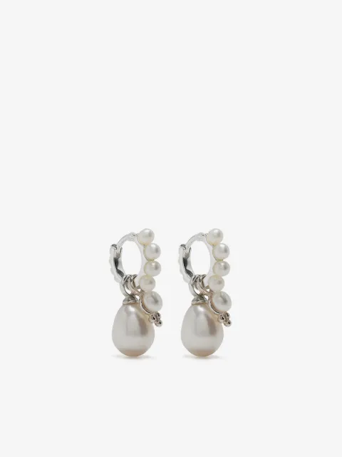 DOWER AND HALL timeless pearl hoop earrings