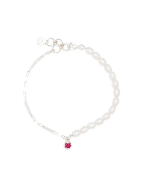 DOWER AND HALL luna pearl garnet-drop bracelet