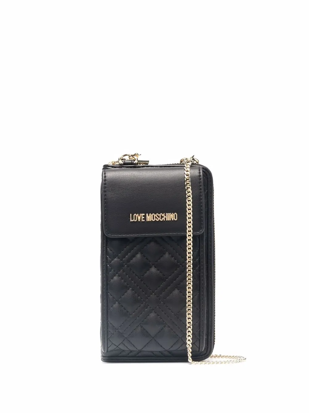 

Love Moschino quilted logo-plaque wallet - Black