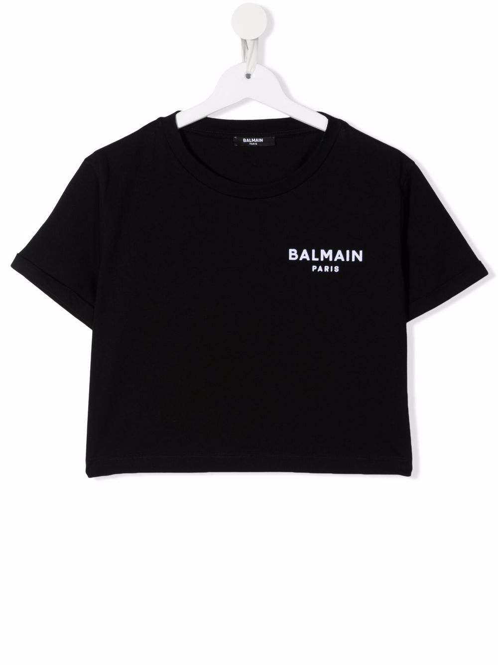 фото Balmain kids укороченная футболка с логотипом