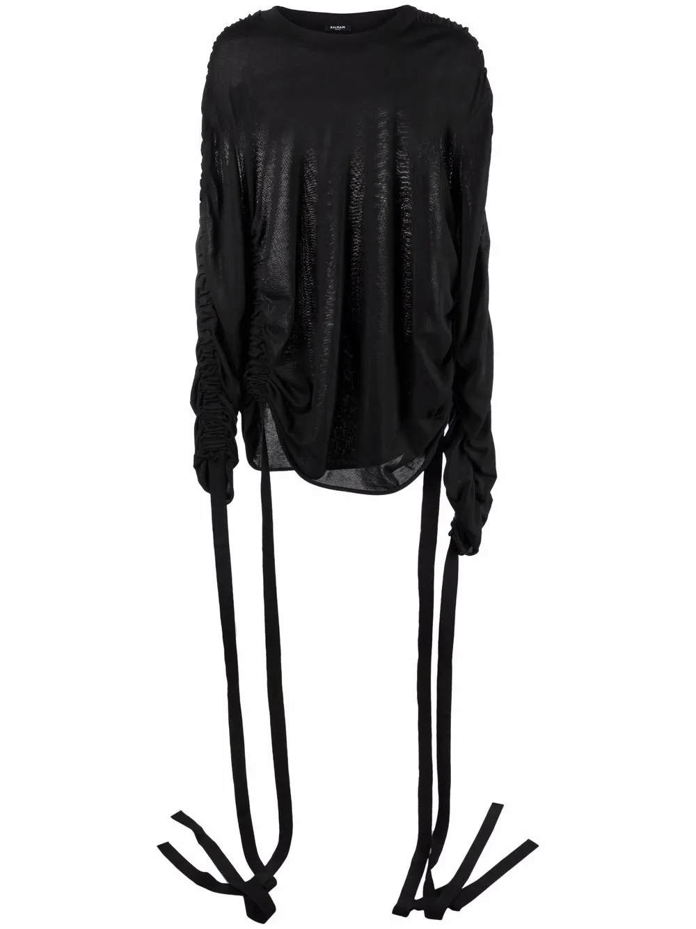 

Balmain drawstring-detail long-sleeve T-shirt - Black