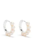DOWER AND HALL silver timeless pearl huggie hoops - White