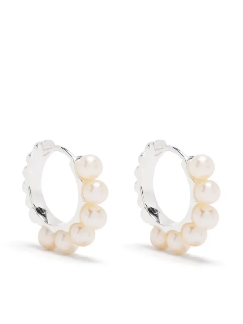 DOWER AND HALL silver timeless pearl huggie hoops