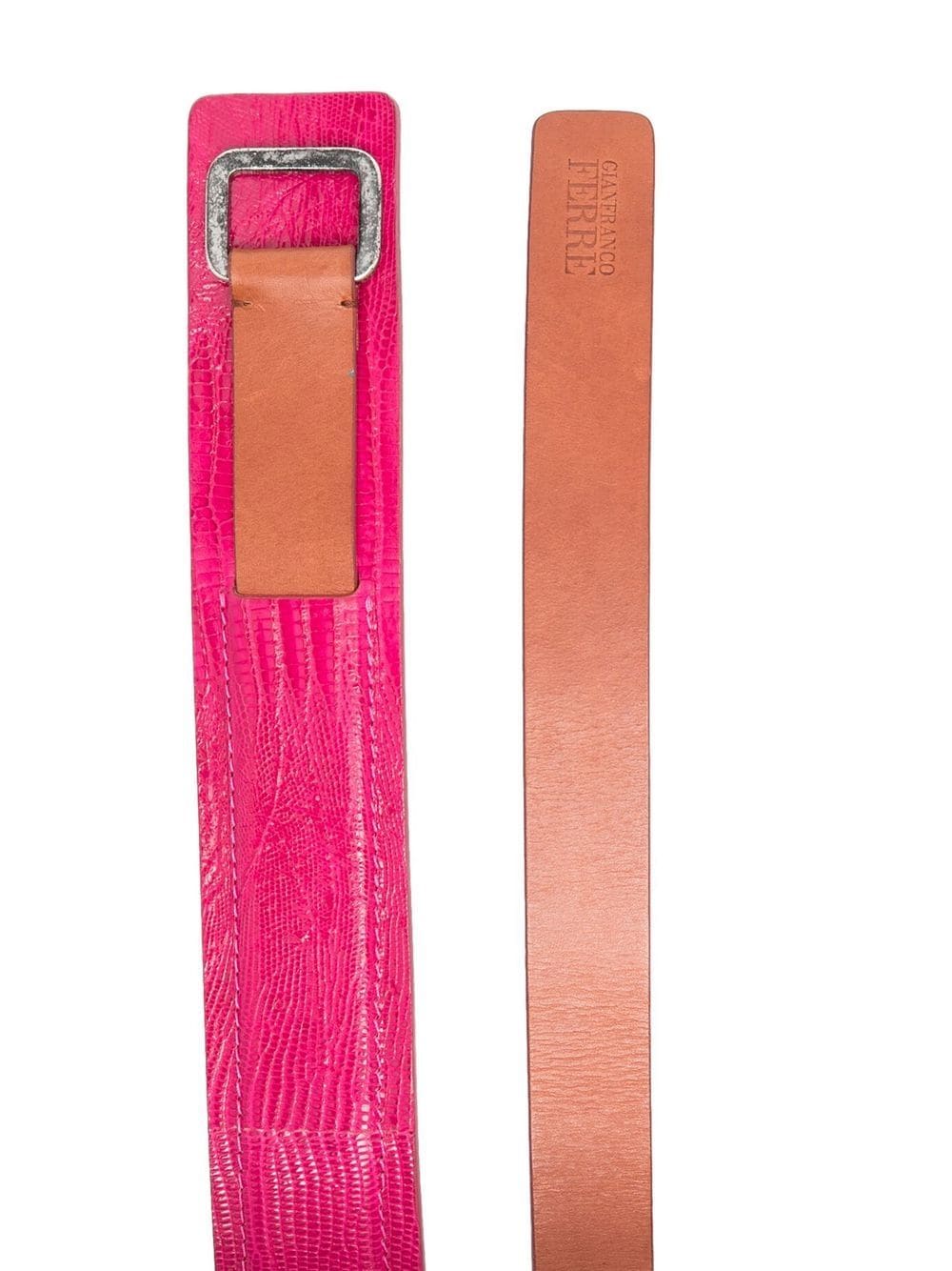 Pre-owned Gianfranco Ferre 蛇皮效果双色腰带（2000年代典藏款） In Pink