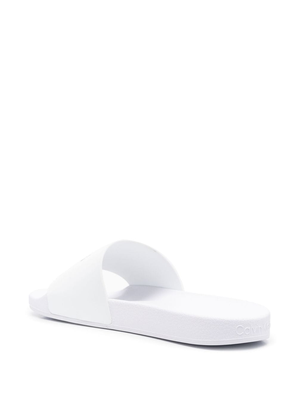 Shop Calvin Klein Logo-print Slides In White