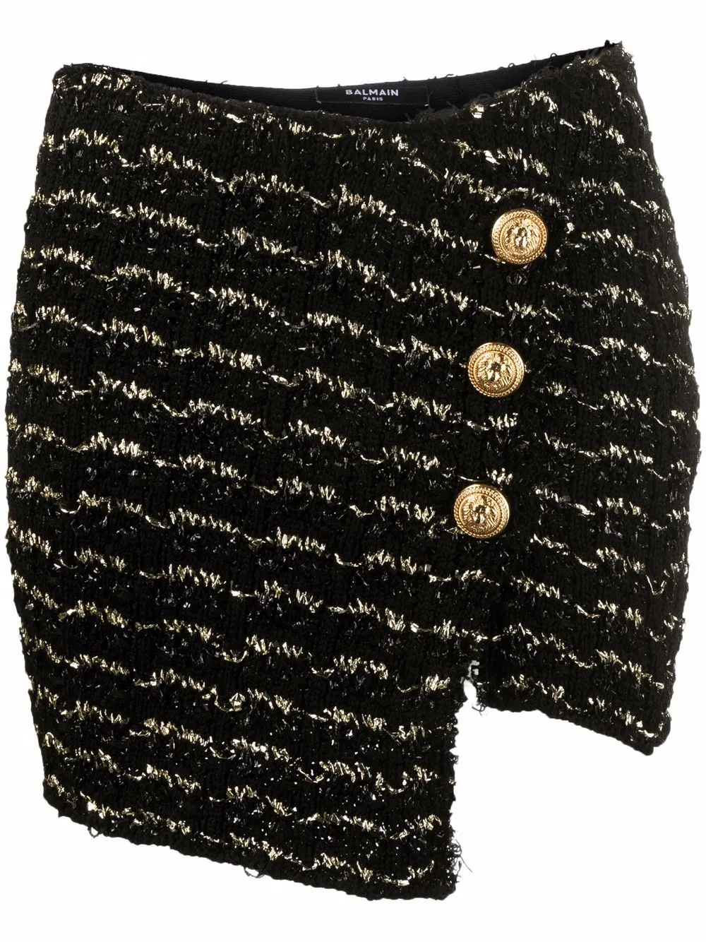 

Balmain falda de tweed cruzada - Negro